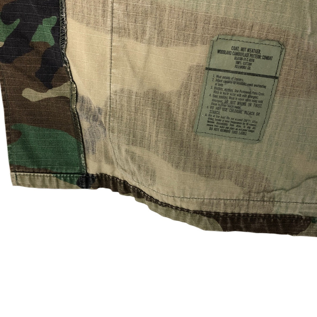 90'S US Military Genuine Camouflage Pattern Woodland Camo Ripstop BDU Military Jacket Made in USA MEDIUM-REGULAR Men's M cotton Khaki type Vintage Second Hand