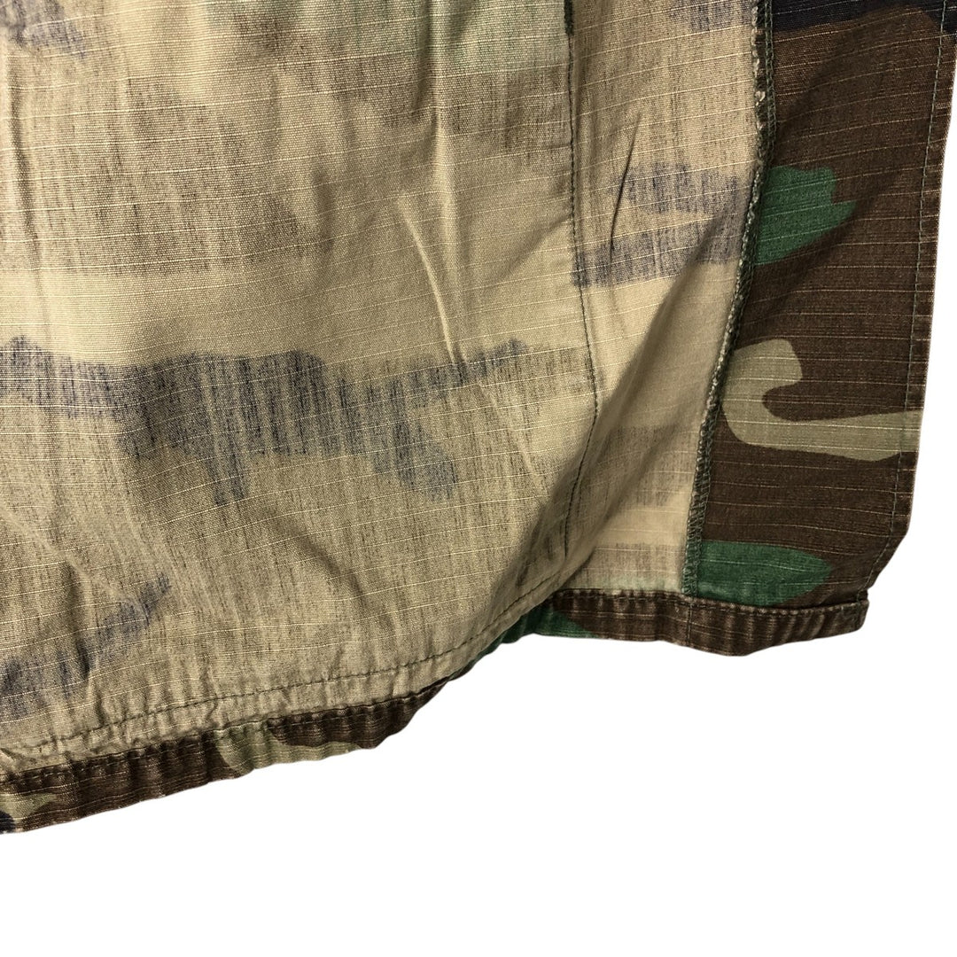 90'S US Military Genuine Camouflage Pattern Woodland Camo Ripstop BDU Military Jacket Made in USA MEDIUM-REGULAR Men's M cotton Khaki type Vintage Second Hand