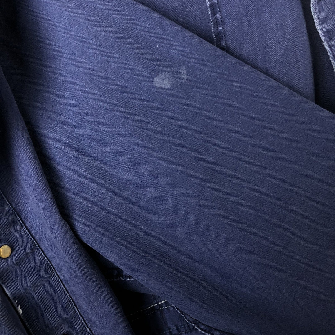 Big Size Universal Overalls HBT Painted Herringbone Twill Work Jacket Made in USA Men's XXXXL cotton navy blue type Vintage Second Hand