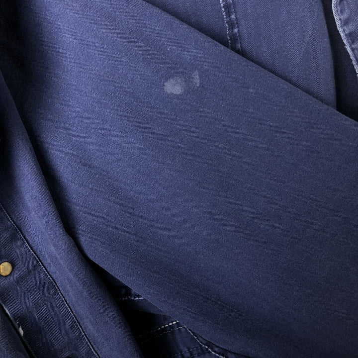 Big Size Universal Overalls HBT Painted Herringbone Twill Work Jacket Made in USA Men's XXXXL cotton navy blue type Vintage Second Hand