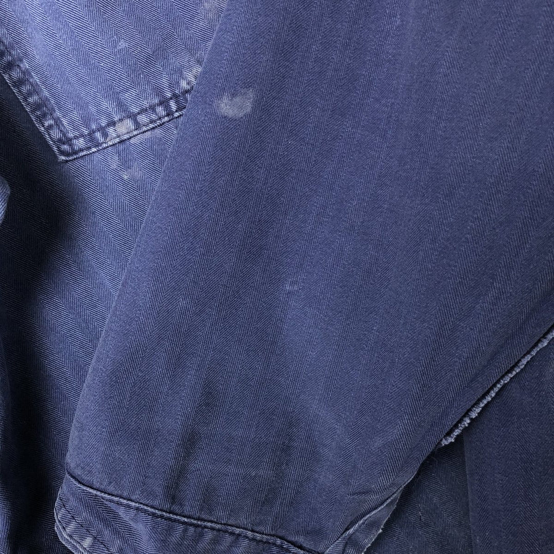 Big Size Universal Overalls HBT Painted Herringbone Twill Work Jacket Made in USA Men's XXXXL cotton navy blue type Vintage Second Hand