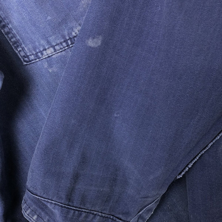 Big Size Universal Overalls HBT Painted Herringbone Twill Work Jacket Made in USA Men's XXXXL cotton navy blue type Vintage Second Hand