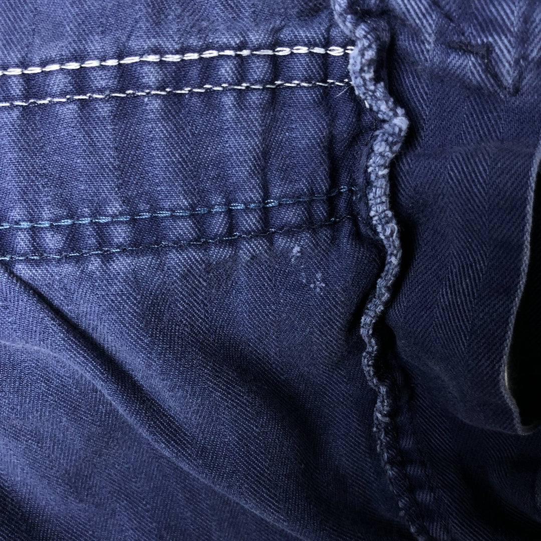Big Size Universal Overalls HBT Painted Herringbone Twill Work Jacket Made in USA Men's XXXXL cotton navy blue type Vintage Second Hand