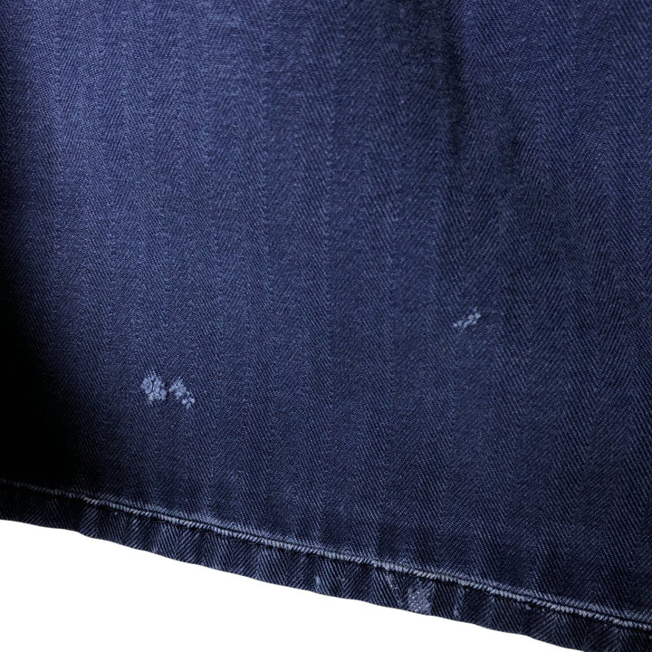 Big Size Universal Overalls HBT Painted Herringbone Twill Work Jacket Made in USA Men's XXXXL cotton navy blue type Vintage Second Hand