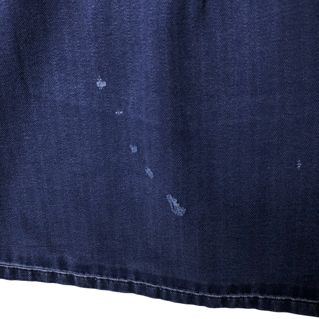 Big Size Universal Overalls HBT Painted Herringbone Twill Work Jacket Made in USA Men's XXXXL cotton navy blue type Vintage Second Hand