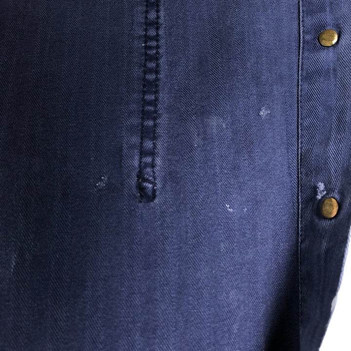 Big Size Universal Overalls HBT Painted Herringbone Twill Work Jacket Made in USA Men's XXXXL cotton navy blue type Vintage Second Hand