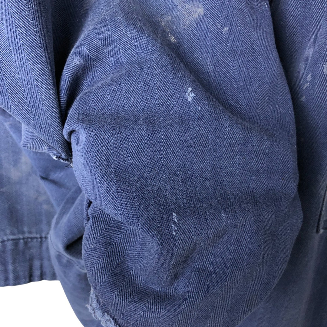 Big Size Universal Overalls HBT Painted Herringbone Twill Work Jacket Made in USA Men's XXXXL cotton navy blue type Vintage Second Hand