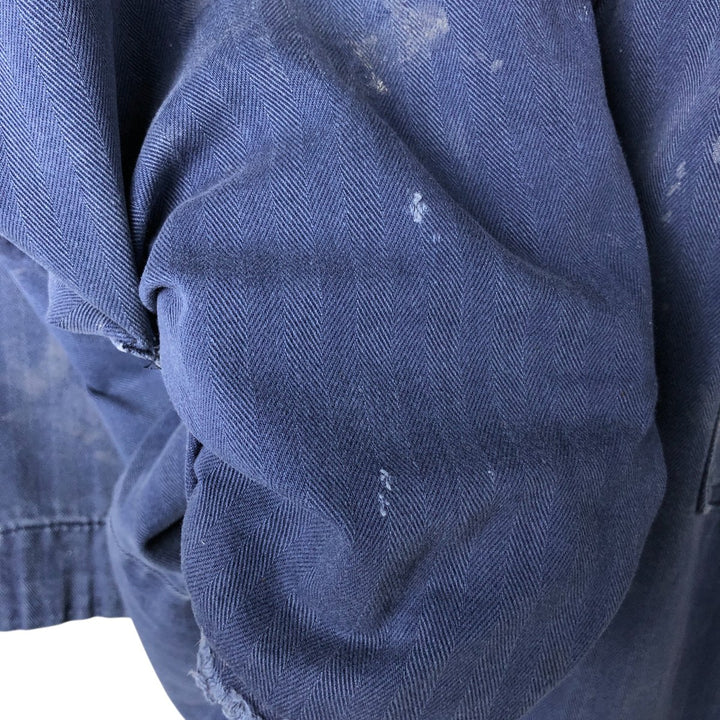 Big Size Universal Overalls HBT Painted Herringbone Twill Work Jacket Made in USA Men's XXXXL cotton navy blue type Vintage Second Hand