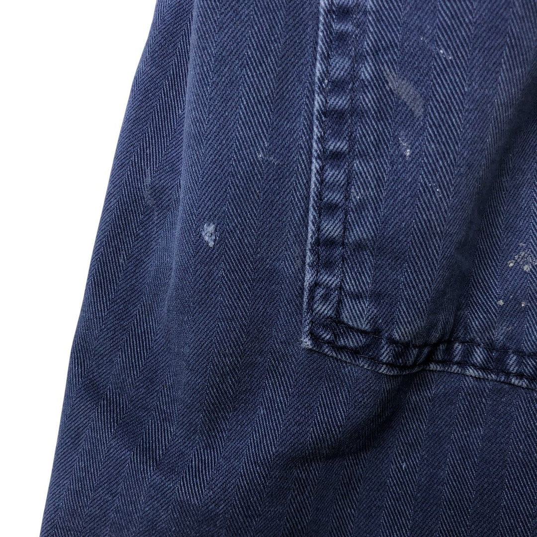 Big Size Universal Overalls HBT Painted Herringbone Twill Work Jacket Made in USA Men's XXXXL cotton navy blue type Vintage Second Hand