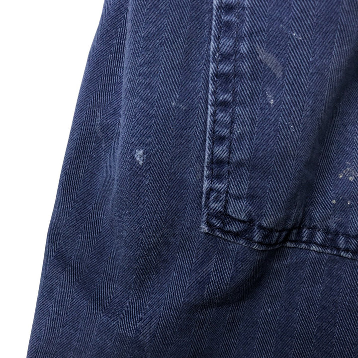 Big Size Universal Overalls HBT Painted Herringbone Twill Work Jacket Made in USA Men's XXXXL cotton navy blue type Vintage Second Hand