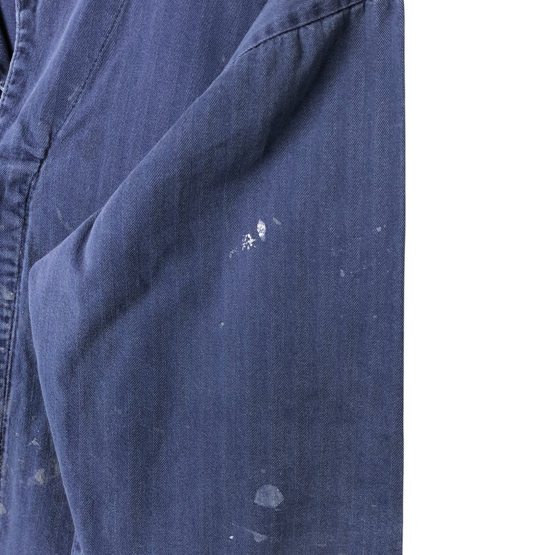 Big Size Universal Overalls HBT Painted Herringbone Twill Work Jacket Made in USA Men's XXXXL cotton navy blue type Vintage Second Hand