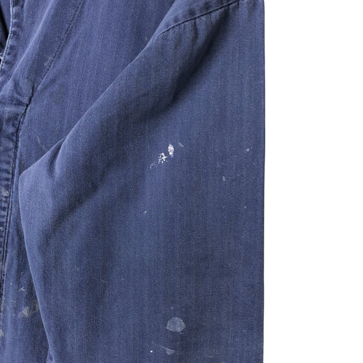 Big Size Universal Overalls HBT Painted Herringbone Twill Work Jacket Made in USA Men's XXXXL cotton navy blue type Vintage Second Hand