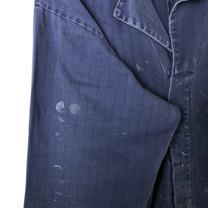 Big Size Universal Overalls HBT Painted Herringbone Twill Work Jacket Made in USA Men's XXXXL cotton navy blue type Vintage Second Hand