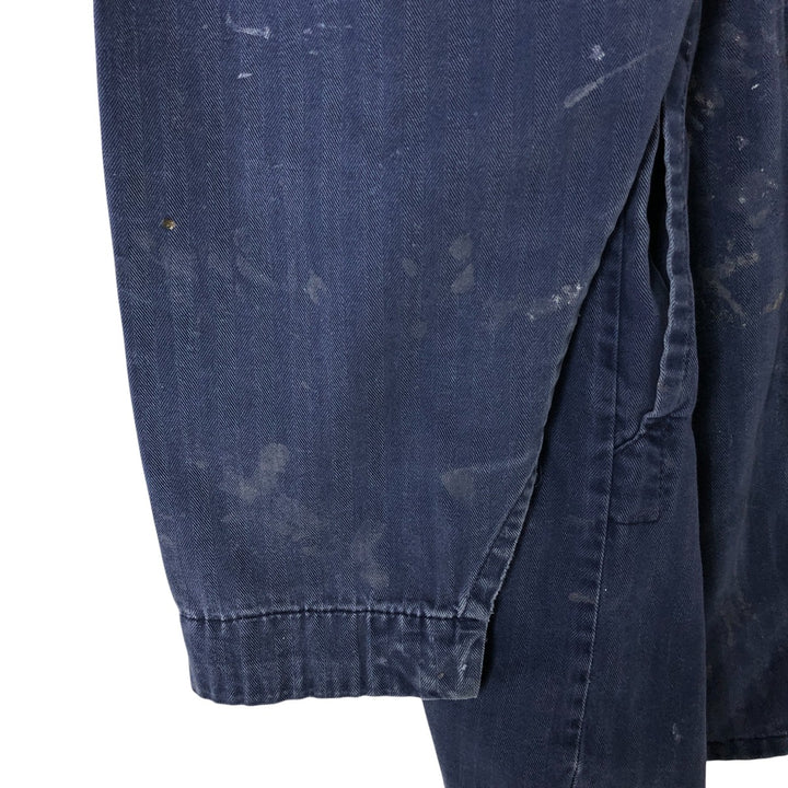 Big Size Universal Overalls HBT Painted Herringbone Twill Work Jacket Made in USA Men's XXXXL cotton navy blue type Vintage Second Hand