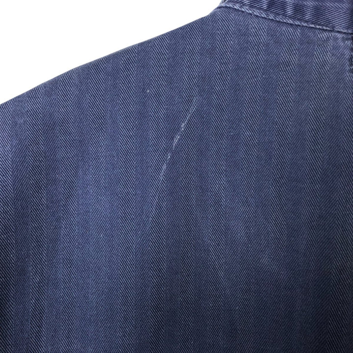 Big Size Universal Overalls HBT Painted Herringbone Twill Work Jacket Made in USA Men's XXXXL cotton navy blue type Vintage Second Hand