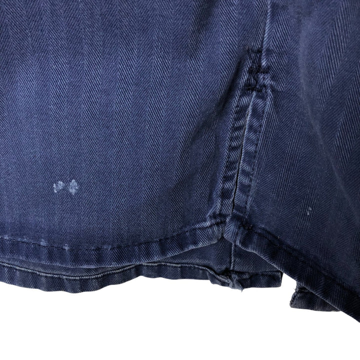 Big Size Universal Overalls HBT Painted Herringbone Twill Work Jacket Made in USA Men's XXXXL cotton navy blue type Vintage Second Hand