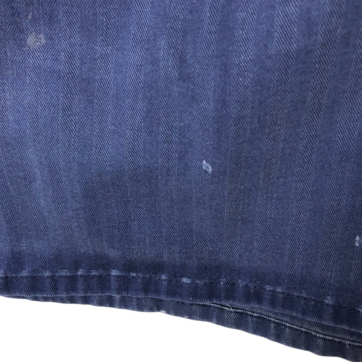 Big Size Universal Overalls HBT Painted Herringbone Twill Work Jacket Made in USA Men's XXXXL cotton navy blue type Vintage Second Hand