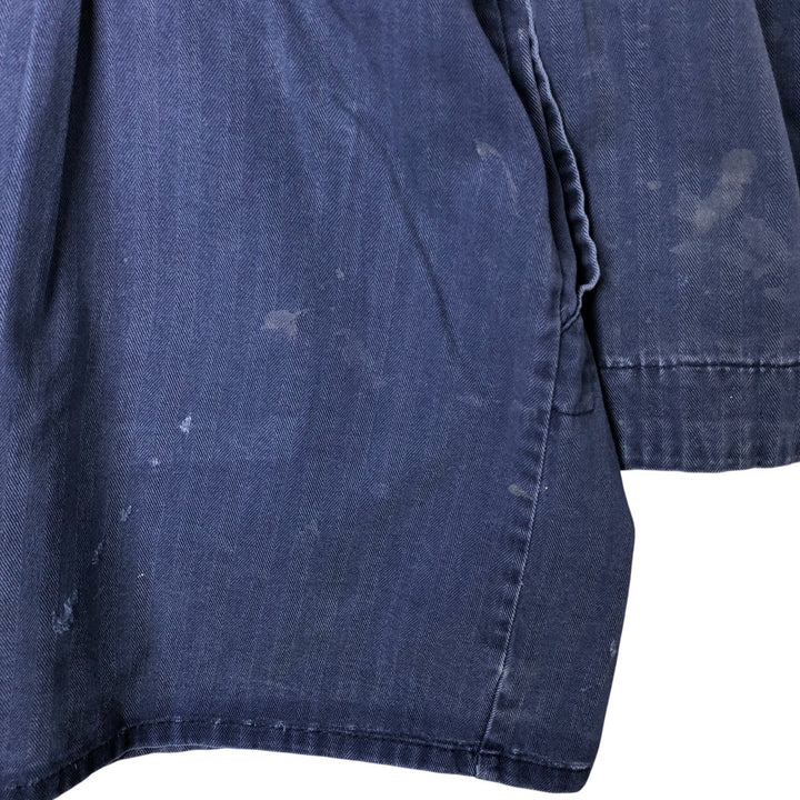 Big Size Universal Overalls HBT Painted Herringbone Twill Work Jacket Made in USA Men's XXXXL cotton navy blue type Vintage Second Hand