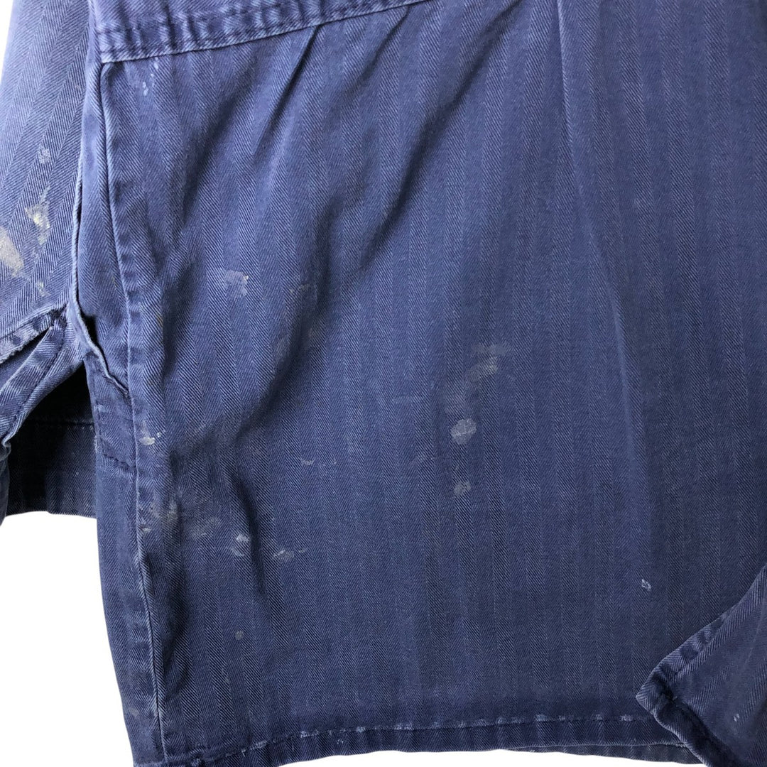 Big Size Universal Overalls HBT Painted Herringbone Twill Work Jacket Made in USA Men's XXXXL cotton navy blue type Vintage Second Hand