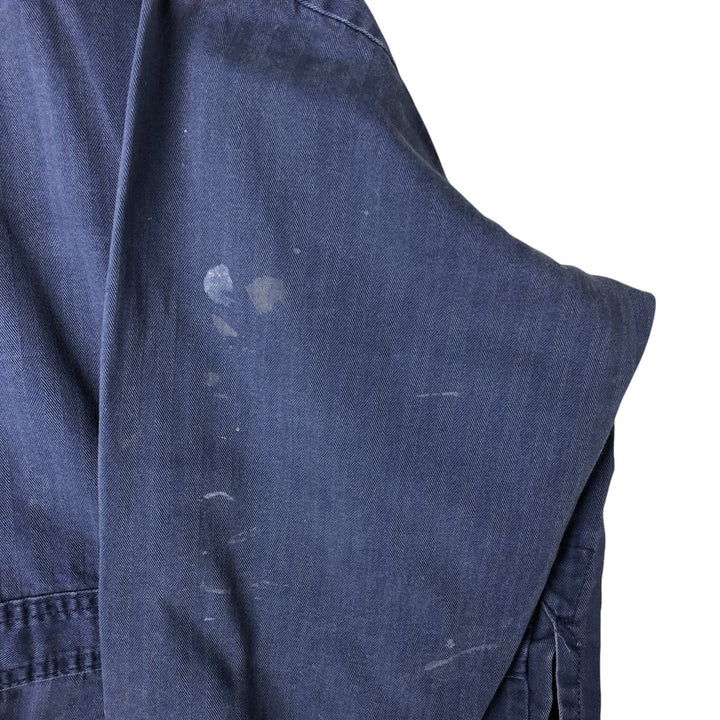Big Size Universal Overalls HBT Painted Herringbone Twill Work Jacket Made in USA Men's XXXXL cotton navy blue type Vintage Second Hand