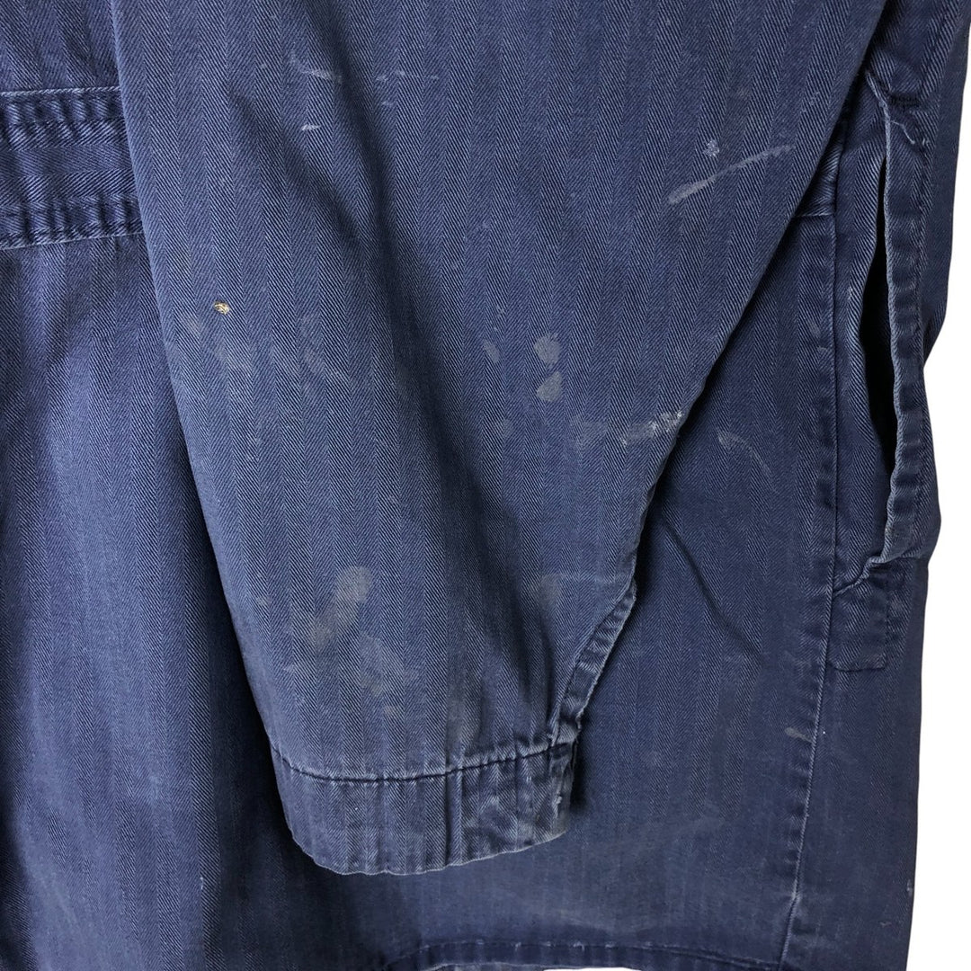 Big Size Universal Overalls HBT Painted Herringbone Twill Work Jacket Made in USA Men's XXXXL cotton navy blue type Vintage Second Hand