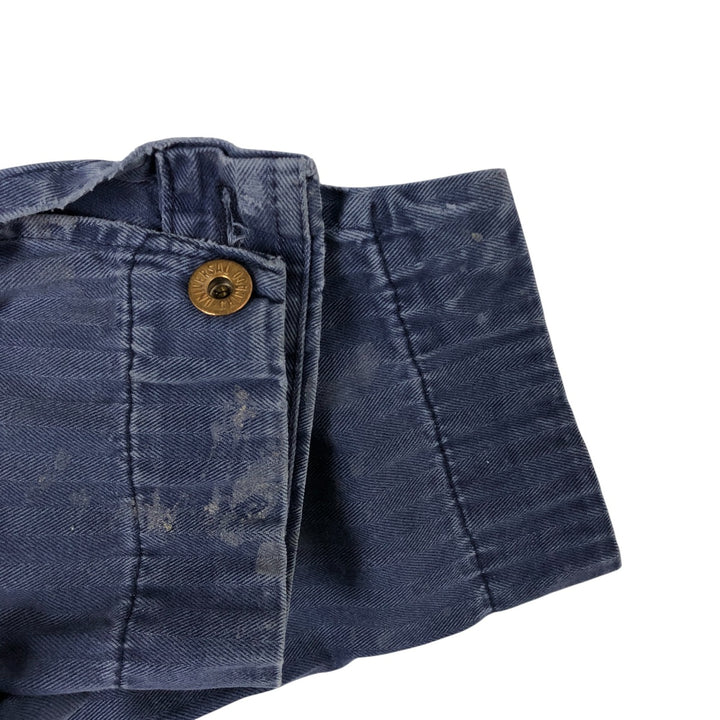 Big Size Universal Overalls HBT Painted Herringbone Twill Work Jacket Made in USA Men's XXXXL cotton navy blue type Vintage Second Hand
