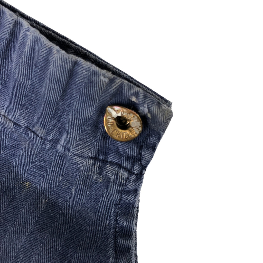 Big Size Universal Overalls HBT Painted Herringbone Twill Work Jacket Made in USA Men's XXXXL cotton navy blue type Vintage Second Hand