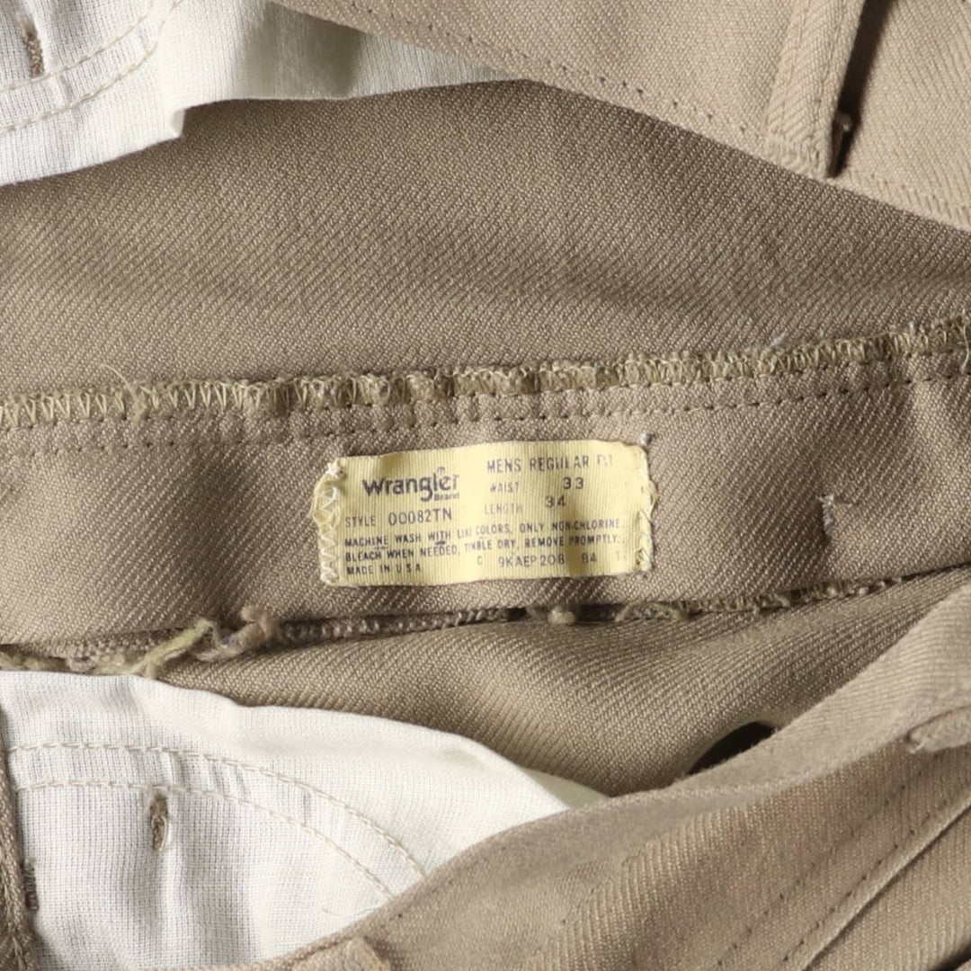80s-90'S Wrangler Dress Jeans, Men's Regular Fit Slacks, Made in USA, Men's W32, Vintage unclear Beige type Vintage Second Hand