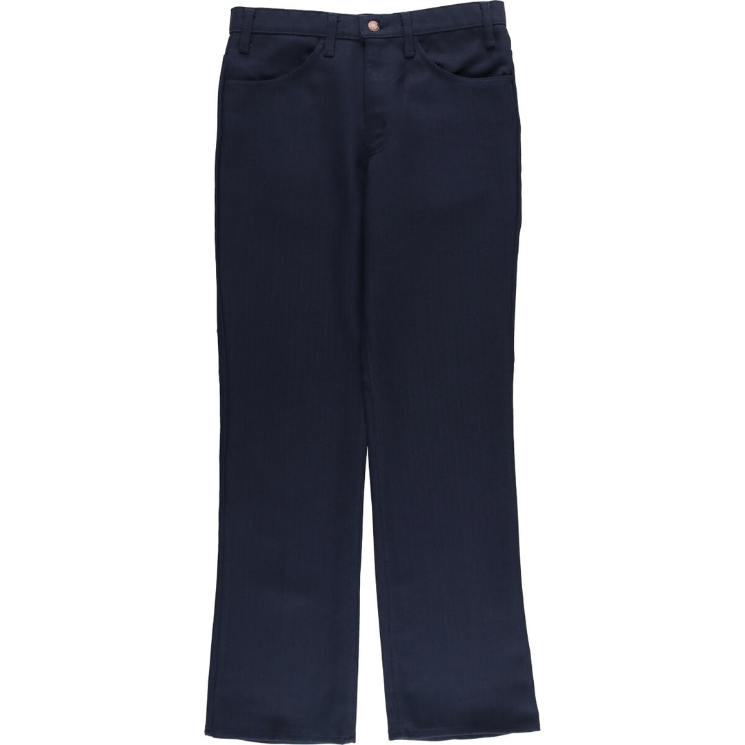 80s~90'S Levi's 10517-7118 STA-PREST Flared Pants Made in USA Men's W32 Vintage polyester navy blue type Vintage Second Hand