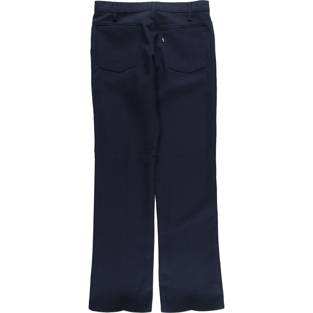 80s~90'S Levi's 10517-7118 STA-PREST Flared Pants Made in USA Men's W32 Vintage polyester navy blue type Vintage Second Hand