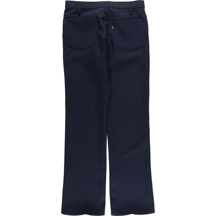 80s~90'S Levi's 10517-7118 STA-PREST Flared Pants Made in USA Men's W32 Vintage polyester navy blue type Vintage Second Hand