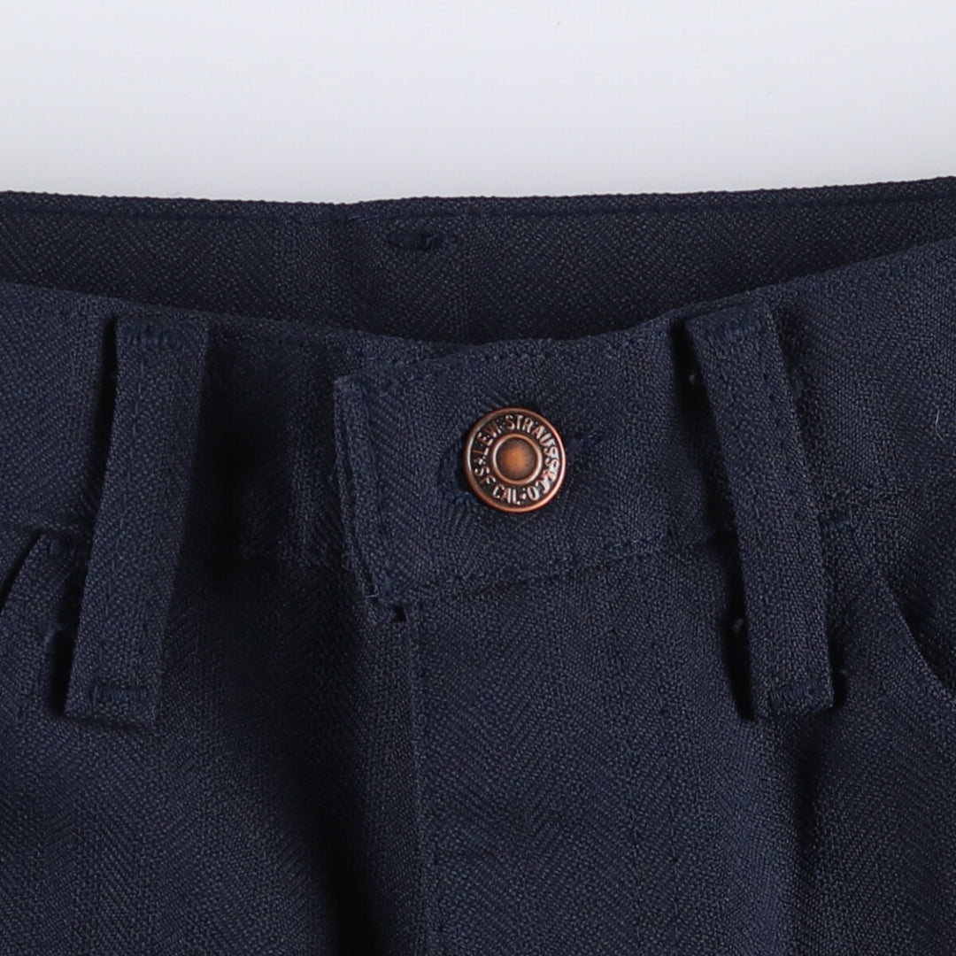 80s~90'S Levi's 10517-7118 STA-PREST Flared Pants Made in USA Men's W32 Vintage polyester navy blue type Vintage Second Hand