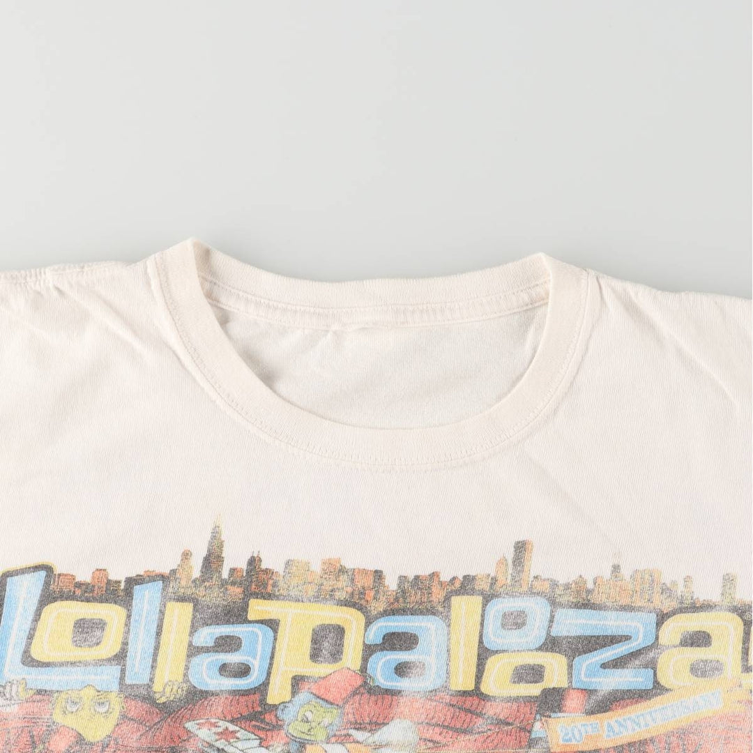 LOLLAPALOOZA 2011 Band T-Shirt, Men's Size L unclear white type Vintage Second Hand