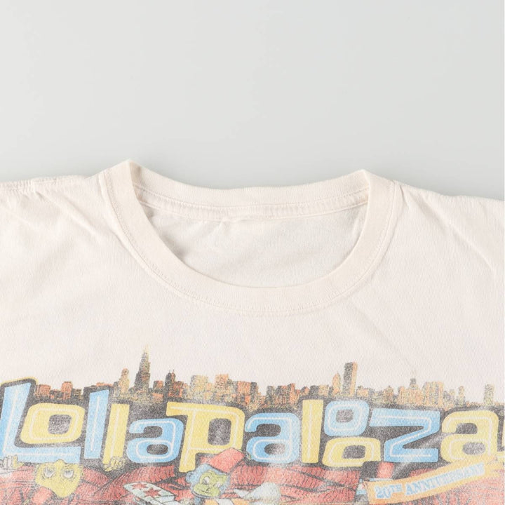 LOLLAPALOOZA 2011 Band T-Shirt, Men's Size L unclear white type Vintage Second Hand