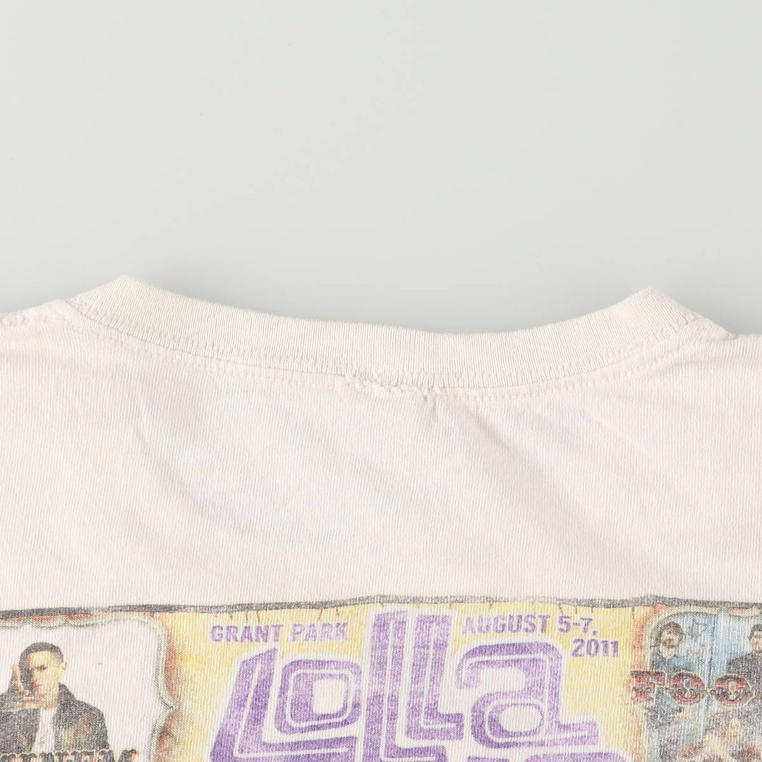 LOLLAPALOOZA 2011 Band T-Shirt, Men's Size L unclear white type Vintage Second Hand