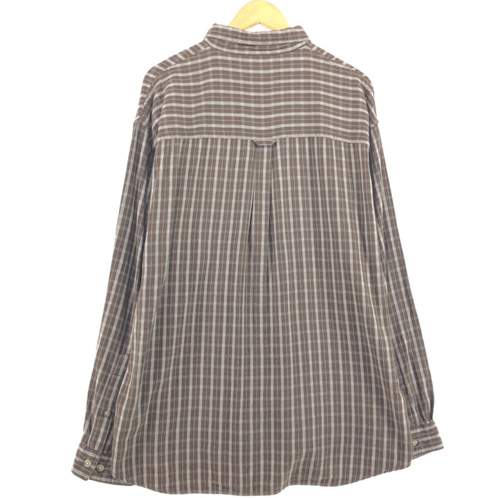 Columbia Check Pattern Long Sleeve Button-Down Flannel Check Shirt, Men's XL cotton brown type Vintage Second Hand