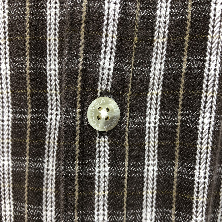 Columbia Check Pattern Long Sleeve Button-Down Flannel Check Shirt, Men's XL cotton brown type Vintage Second Hand