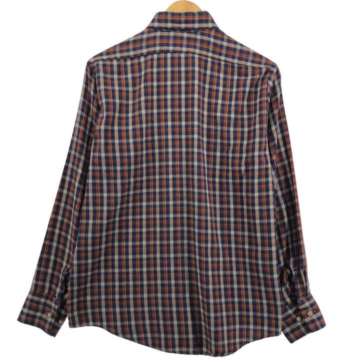 Vintage Sears Thumbs Up SportsWear PERMA-PREST Long Sleeve Light Flannel Check Shirt, Men's Size Medium unclear navy blue type Vintage Second Hand