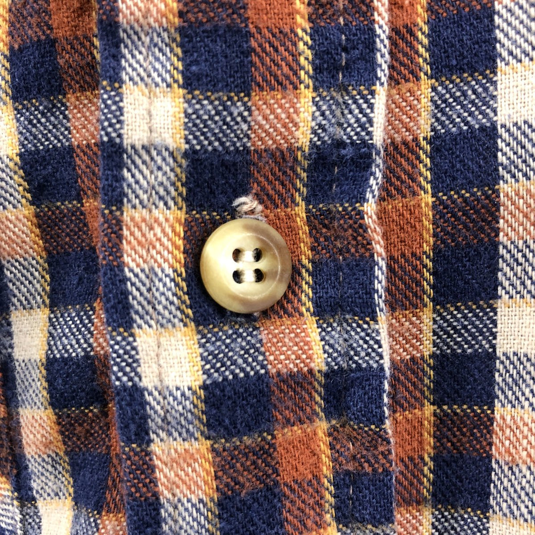 Vintage Sears Thumbs Up SportsWear PERMA-PREST Long Sleeve Light Flannel Check Shirt, Men's Size Medium unclear navy blue type Vintage Second Hand