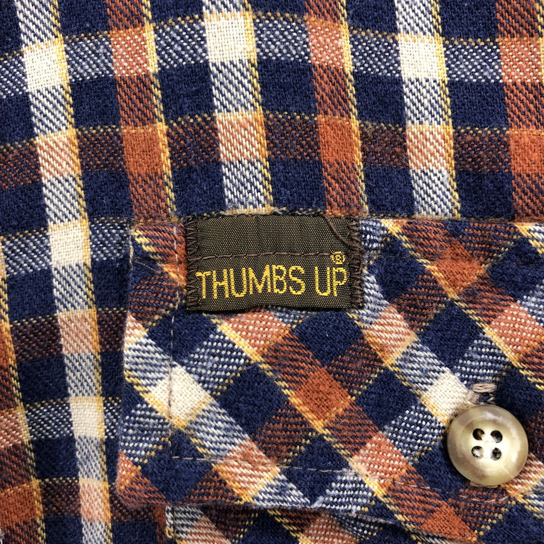 Vintage Sears Thumbs Up SportsWear PERMA-PREST Long Sleeve Light Flannel Check Shirt, Men's Size Medium unclear navy blue type Vintage Second Hand