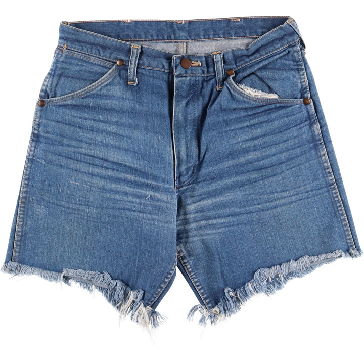 70s~80'S Wrangler Cut-off Denim Shorts, Made in USA, Men's, W30, Vintage unclear blue type Vintage Second Hand