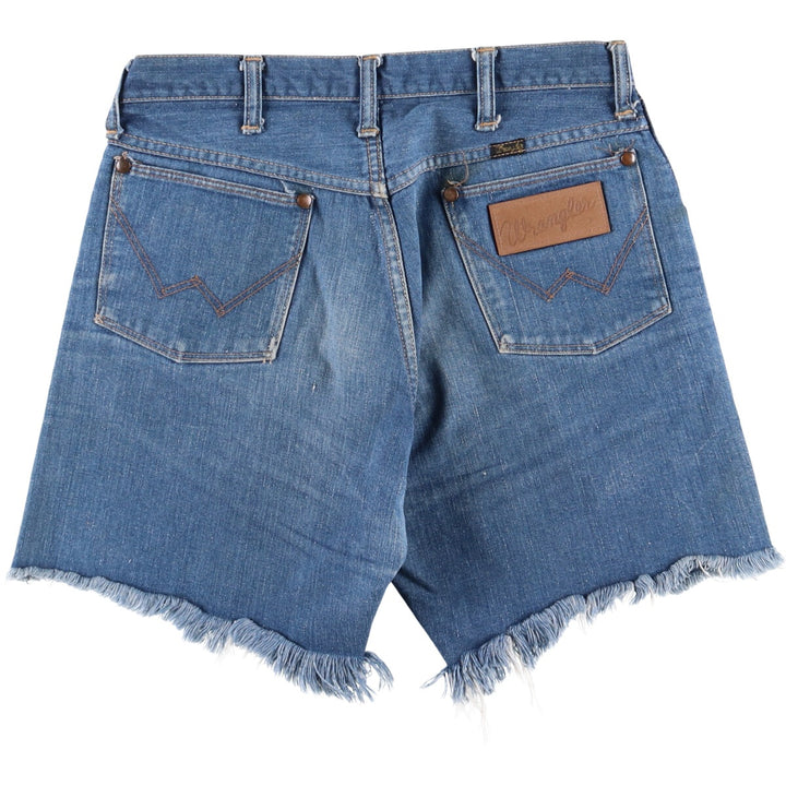 70s~80'S Wrangler Cut-off Denim Shorts, Made in USA, Men's, W30, Vintage unclear blue type Vintage Second Hand