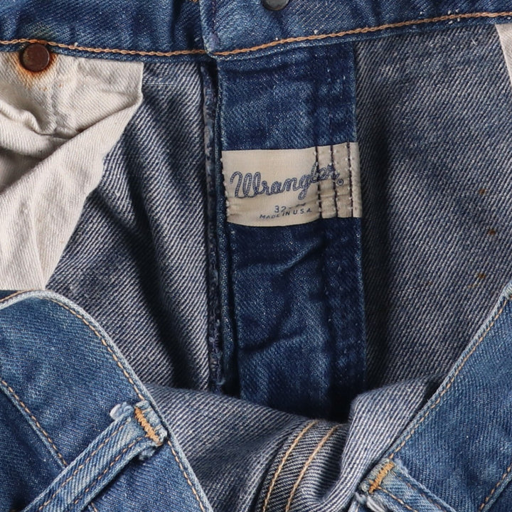 70s~80'S Wrangler Cut-off Denim Shorts, Made in USA, Men's, W30, Vintage unclear blue type Vintage Second Hand