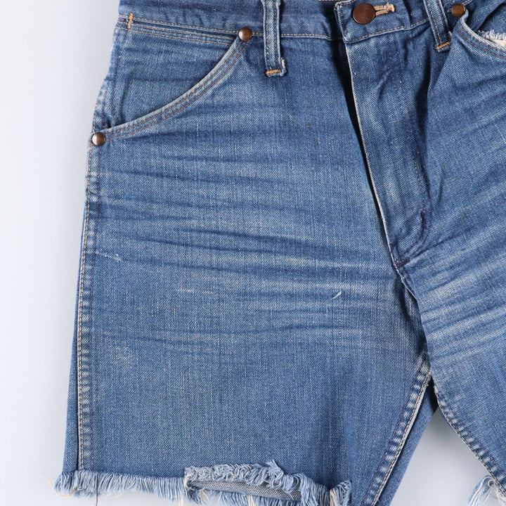 70s~80'S Wrangler Cut-off Denim Shorts, Made in USA, Men's, W30, Vintage unclear blue type Vintage Second Hand