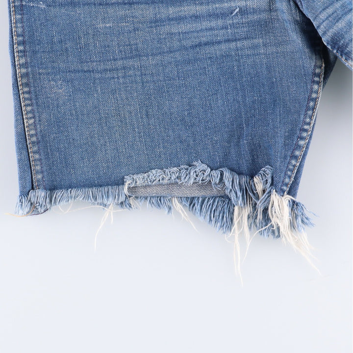 70s~80'S Wrangler Cut-off Denim Shorts, Made in USA, Men's, W30, Vintage unclear blue type Vintage Second Hand