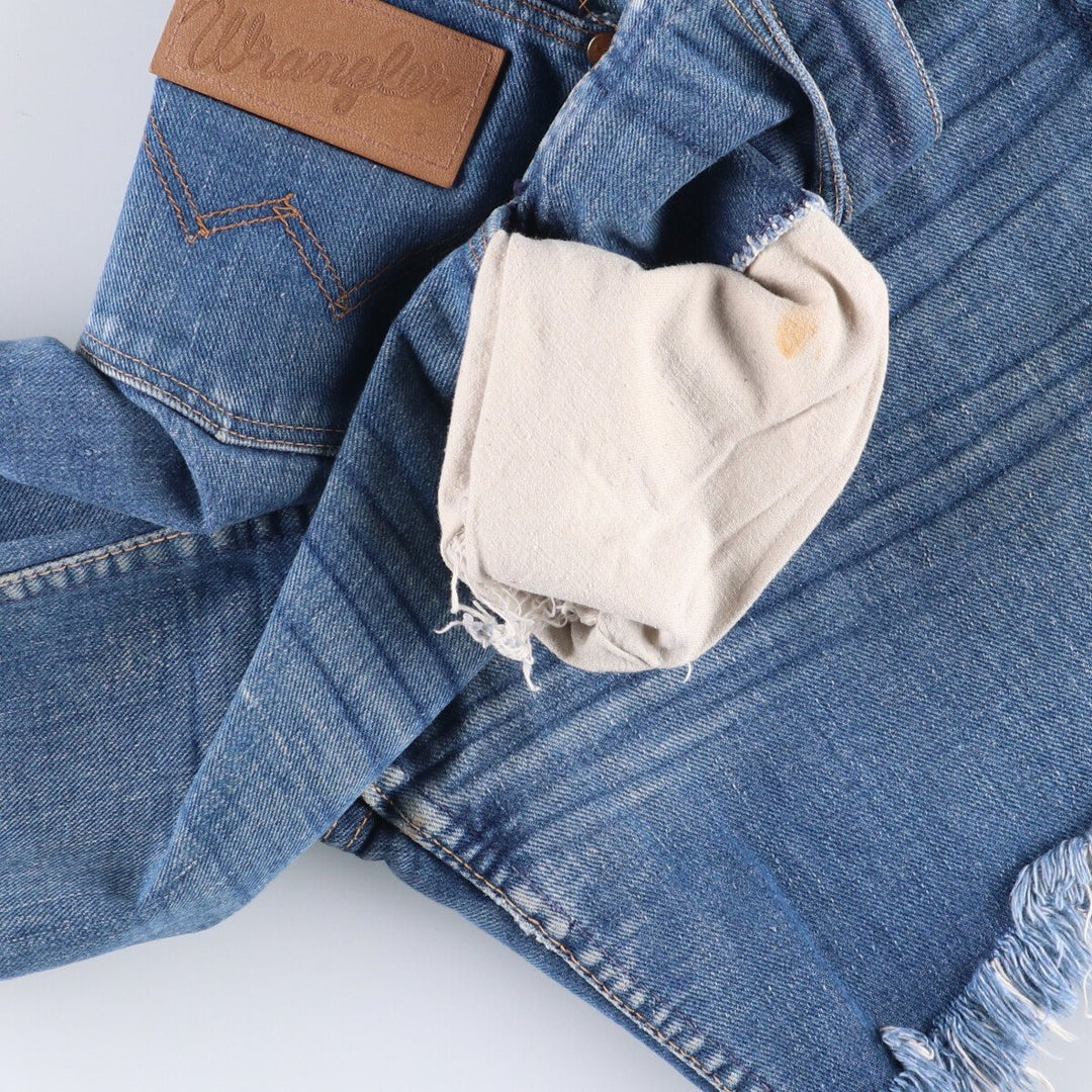 70s~80'S Wrangler Cut-off Denim Shorts, Made in USA, Men's, W30, Vintage unclear blue type Vintage Second Hand