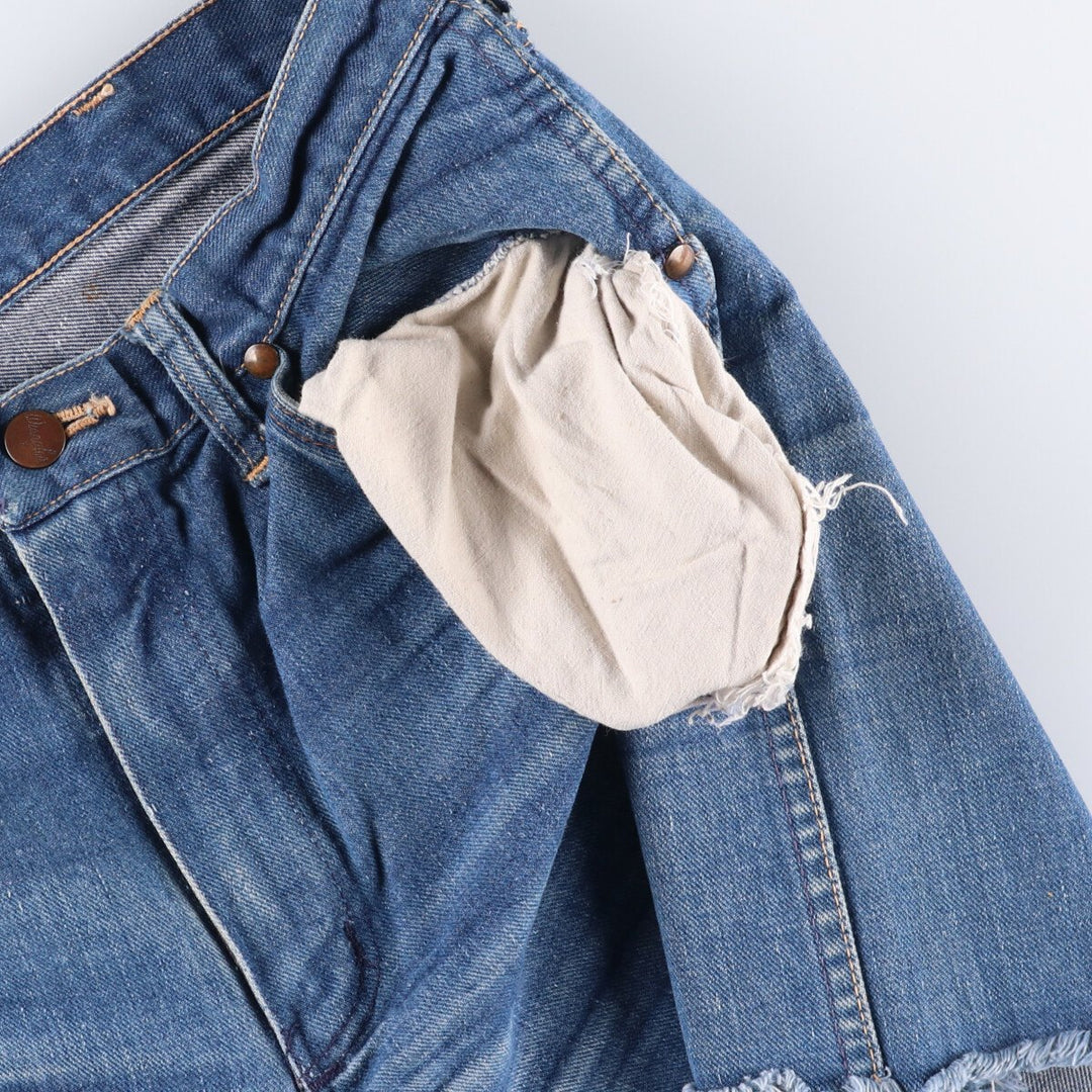 70s~80'S Wrangler Cut-off Denim Shorts, Made in USA, Men's, W30, Vintage unclear blue type Vintage Second Hand