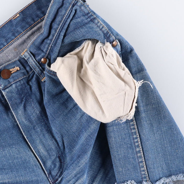 70s~80'S Wrangler Cut-off Denim Shorts, Made in USA, Men's, W30, Vintage unclear blue type Vintage Second Hand