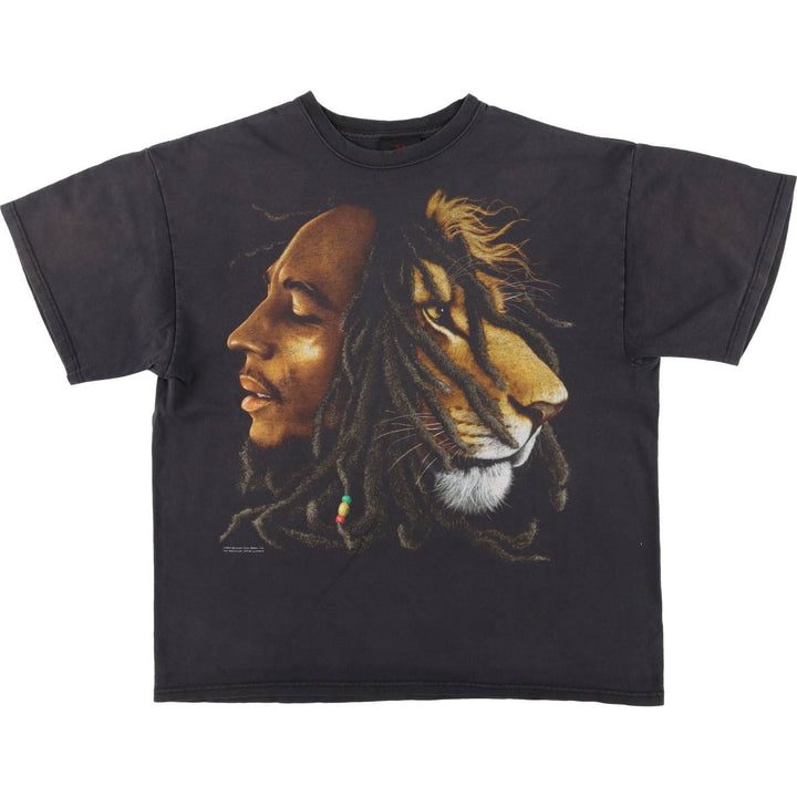 ZION ROOTSWEAR BOB MARLEY Band T-shirt, Made in USA, Men's XL cotton black type Vintage Second Hand
