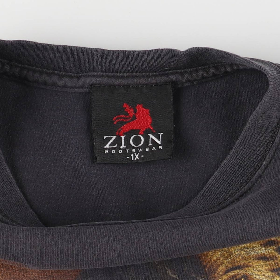 ZION ROOTSWEAR BOB MARLEY Band T-shirt, Made in USA, Men's XL cotton black type Vintage Second Hand